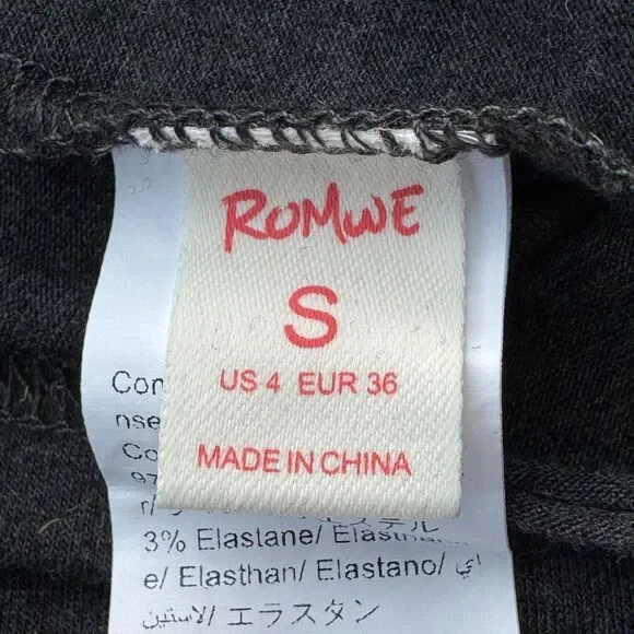 Romwe S Long Sleeve Graphic Top Angel Wings Black Stretch Tee Women S - Picture 11 of 12